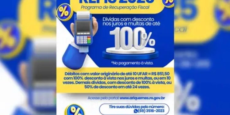 Prefeitura de Ariquemes lança Refis 2025 com descontos de até 100% em juros e multas