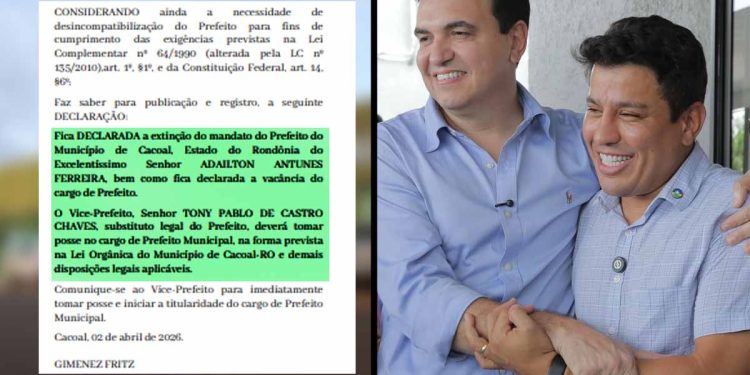 Prefeito de Cacoal renuncia ao cargo para disputar o Governo de Rondônia